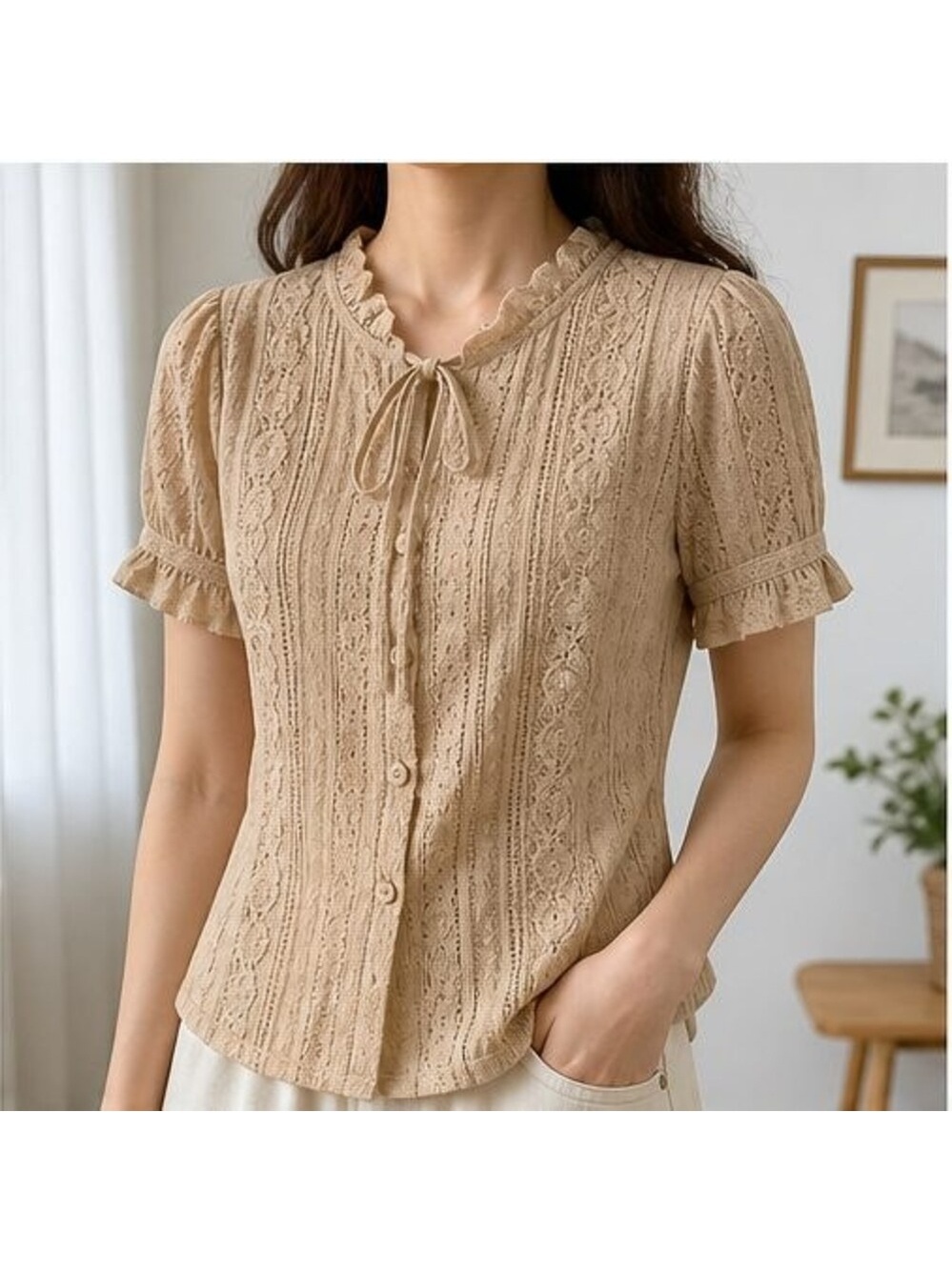 Sand Smocked Top - Picture 2 of 6